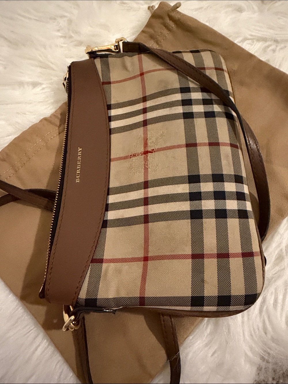 Burberry Tan and Brown Nova Check Crossbody Purse - Picture 5 of 6